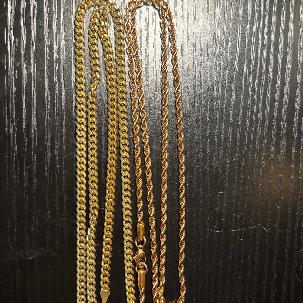 2 24inch chains: rose gold and yellow gold